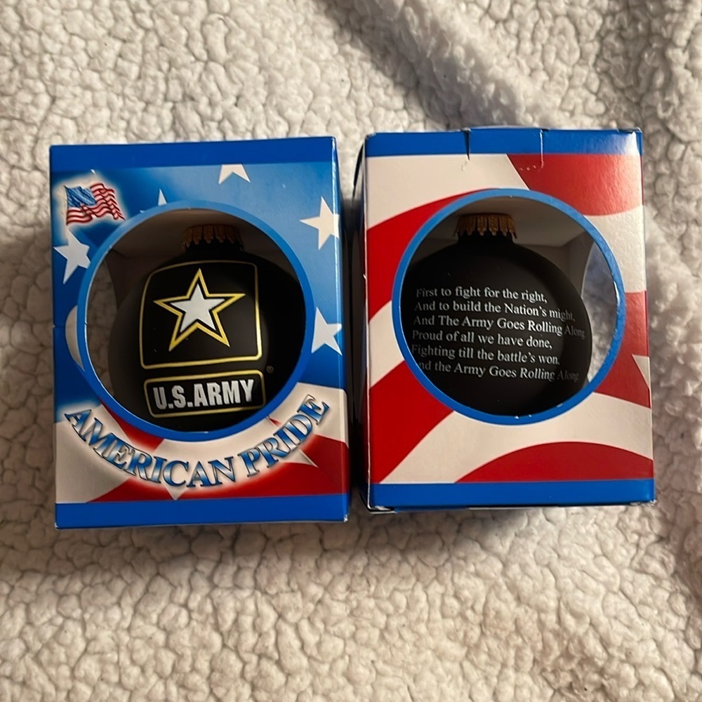 New set/2 Army round ornaments